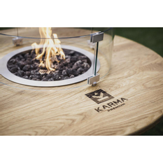 Venkovní plynové ohniště Karma Barrique, barové provedení, dubový barikový sud