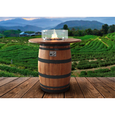 Venkovní plynové ohniště Karma Barrique, barové provedení, dubový barikový sud