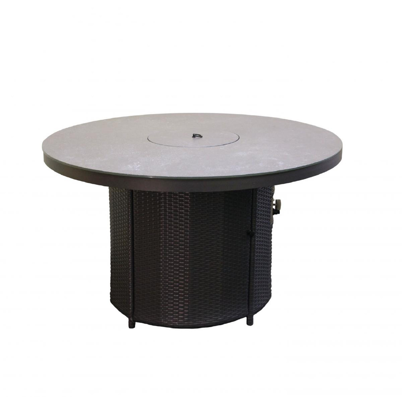 Venkovní plynové ohniště Karma Infinity R, kruh, konferenční provedení, umělý ratan tmavě hnědý