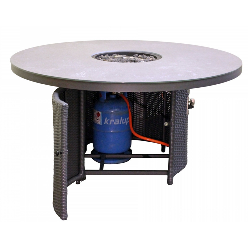 Venkovní plynové ohniště Karma Infinity R, kruh, konferenční provedení, umělý ratan tmavě hnědý