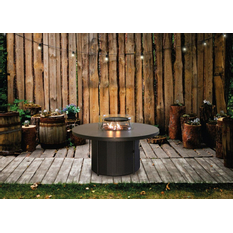 Venkovní plynové ohniště Karma Infinity R, kruh, konferenční provedení, umělý ratan tmavě hnědý