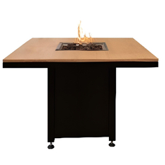 Venkovní plynové ohniště Karma Ruben Garden, čtvercové, stolní provedení, robustní podstavec z lakovaného kovu, deska z polyrey imitace dřeva