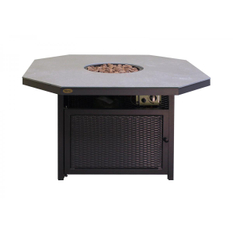 Venkovní plynové ohniště Karma Infinity Q, osmihran, konferenční provedení, umělý ratan tmavě hnědý