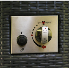 Venkovní plynové ohniště Karma Infinity Q, osmihran, konferenční provedení, umělý ratan tmavě hnědý