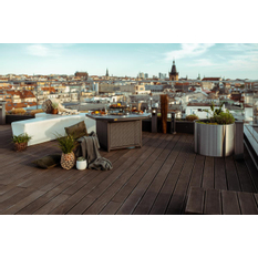 Venkovní plynové ohniště Karma Infinity Q, osmihran, konferenční provedení, umělý ratan tmavě hnědý