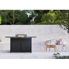 Venkovní plynové ohniště Karma Infinity MAX, obdélník, barové provedení, umělý ratan tmavě hnědý