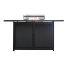 Venkovní plynové ohniště Karma Infinity MAX, obdélník, barové provedení, umělý ratan tmavě hnědý