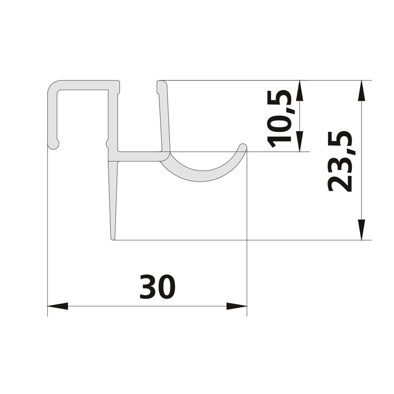 Těsnění spodní vodorovné s okapničkou Kermi Nica 5525R, pravé, 985 mm