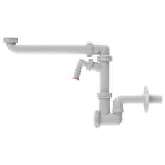 Umyvadlová zápachová uzávěrka do nábytku s ležatým odtokem HL Hutterer & Lechner, DN40x5/4˝ s přípojkou pro pračku a otáčivým ramenem odtoku˝