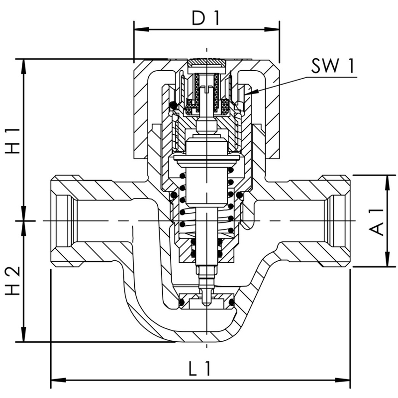 Automatický cirkulační regulační ventil ETA-THERM Kemper, 62 °C až 64 °C, vnitřní závit, DN 15