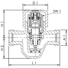 Automatický cirkulační regulační ventil ETA-THERM Kemper, 62 °C až 64 °C, vnitřní závit, DN 15