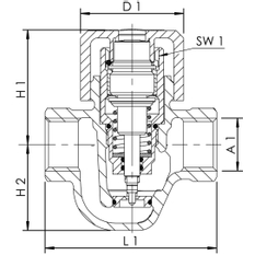 Automatický cirkulační regulační ventil ETA-THERM Kemper, 62 °C až 64 °C, IG, DN 15