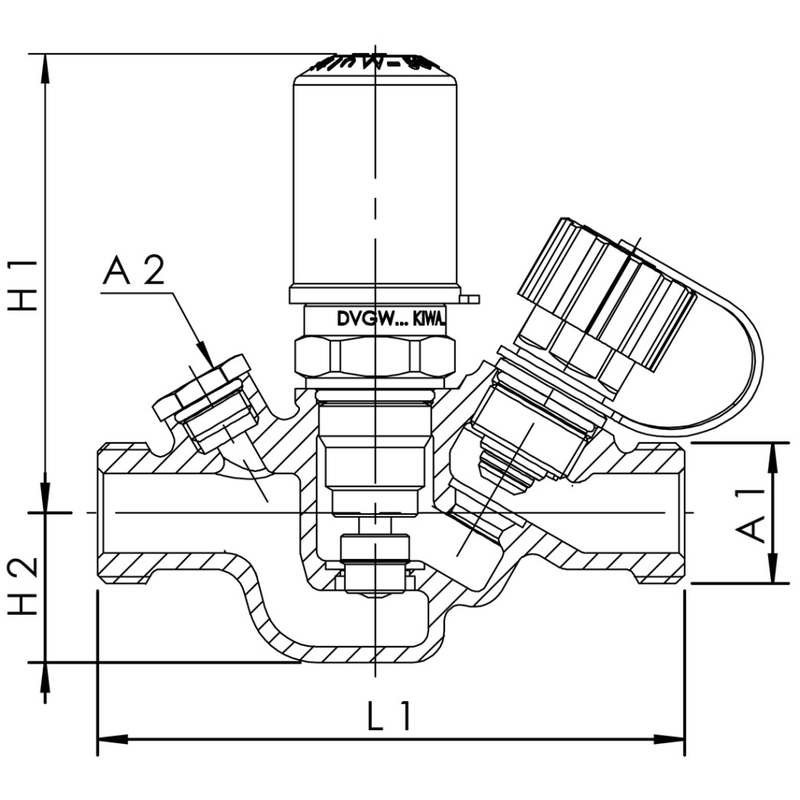 Automatický cirkulační regulační ventil Kemper MULTI-THERM, 50 – 65 °C, vnější závit, DN 25, vnější závit AG