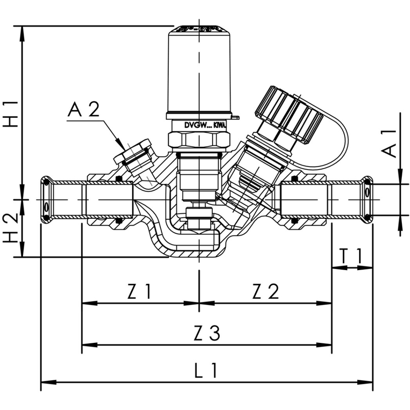 Automatický cirkulační regulační ventil Kemper MULTI-THERM, 50 – 65 °C, MAPRESS, DN 15