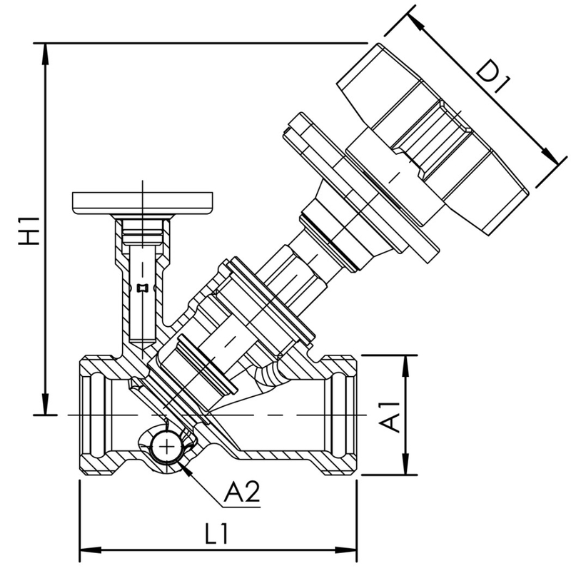 Ruční regulační ventil cirkulace MULTI-FIX-PLUS Kemper, vypouštěcí zátka, vnější závit, DN 32, vnější závit AG
