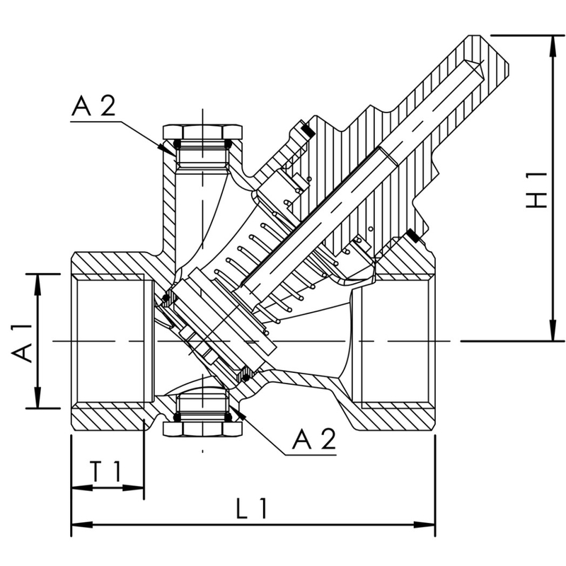 Volně průtoková zpětná klapka Kemper, s vnitřním závitem, s vypouštěcí ucpávkou, DN 15