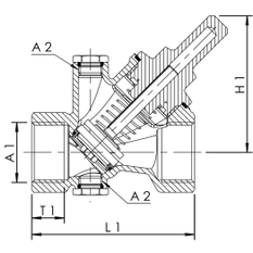 Volně průtoková zpětná klapka Kemper, s vnitřním závitem, s vypouštěcí ucpávkou, DN 32