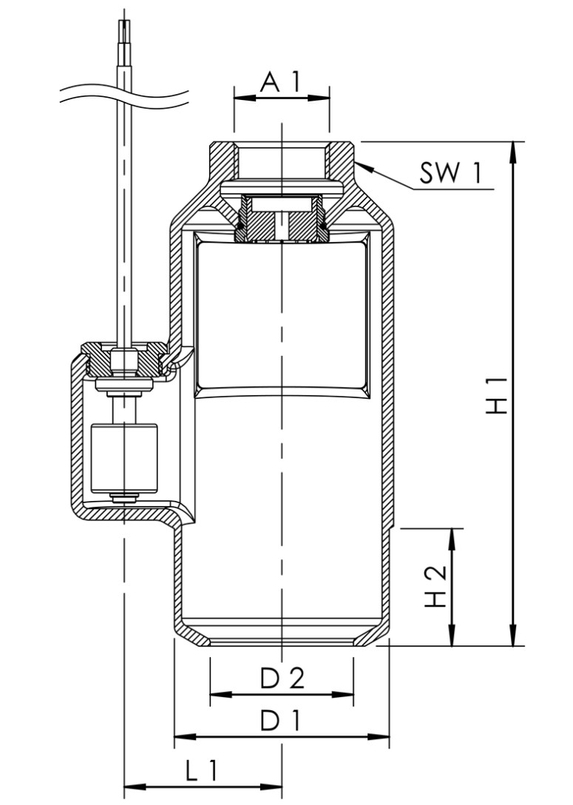 Volný výtok s čidlem proti přetečení Kemper KHS-